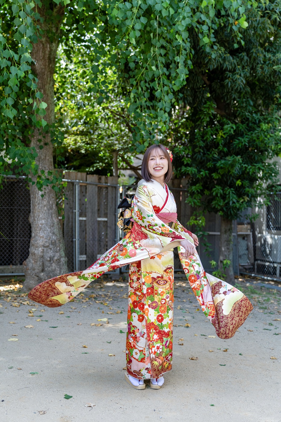 公園で振袖撮影